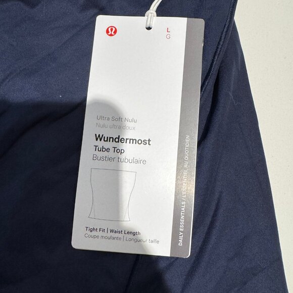 NWT lululemon Wundermost Ultra-Soft Nulu Tube Top Navy Sz L - Picture 6 of 7